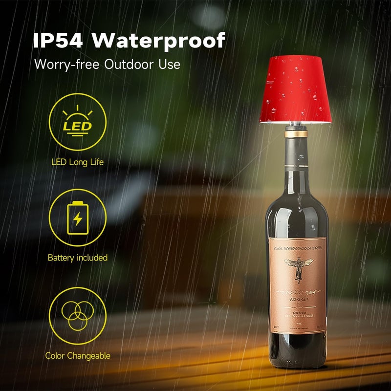 Hoide Store 2025 New Wireless Bottle Lamp - LED Bottle Lights for Liquor & Wine Bottles, Cordless Lampshade, Whiskey Bottle Top Light, Bottle Stopper Night Light Kit, Rechargeable 3-Tone Touch-Dimmable - Image 4